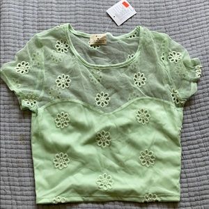 Pins and Needles Mint Cropped Top Size M